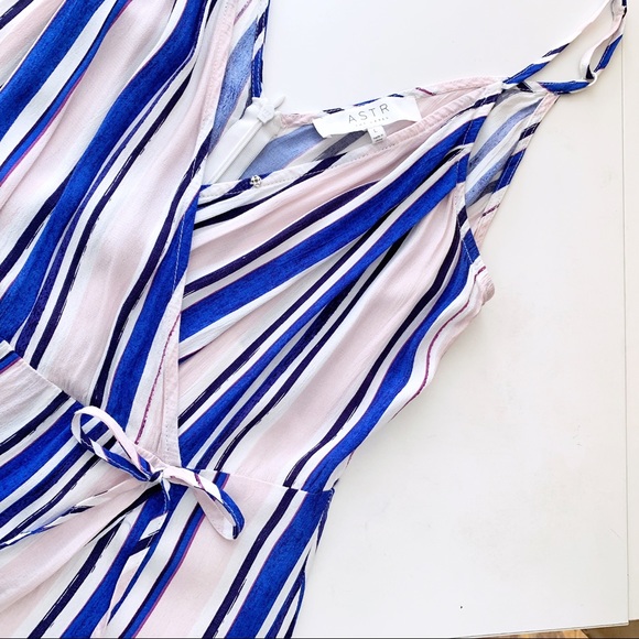 ASTR ✨🌈 High Low Striped Wrap Dress - Picture 4 of 8